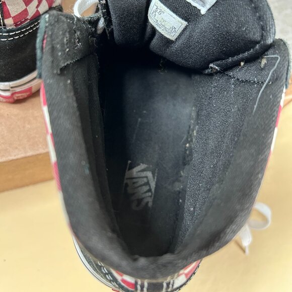 VANS SK8 Hi Shoes Kids Youth 5 Red White Checkered and Black Suede - Picture 15 of 16